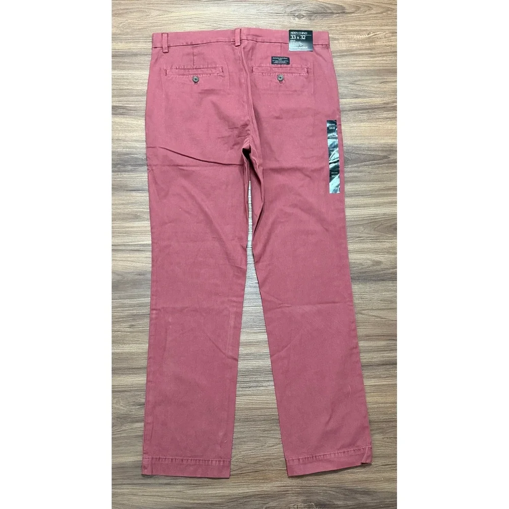 Banana Republic Aiden Chino Pants Mens Slim Fit Red Cotton Trousers Sz 33x32